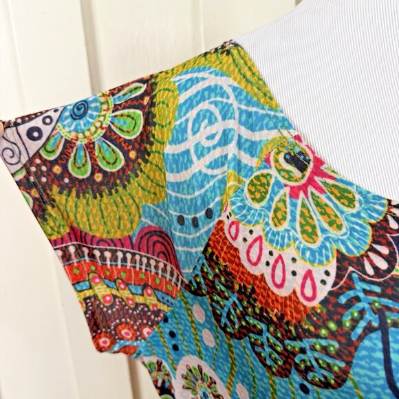 LBisse Women’s Plus Size 2X Midi/Maxi Dress Stretch Short Sleeve Paisley Color - Picture 3 of 9